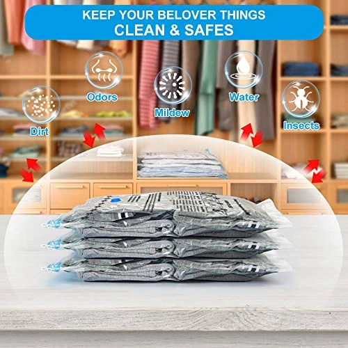 Vacuum Storage Bags 8 Pack(4Jumbo, 4Large), Premium Space Saver Bags For Clothes Duvets Blankets Pillows Comforters, Travel Storage. (8pack) (8 Pack) 4 Vacuum Storage Bags 8 Pack(4Jumbo, 4Large), Premium Space Saver Bags For Clothes Duvets Blankets Pillows Comforters, Travel Storage. (8pack) (8 Pack) - Image 4