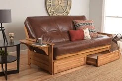 Lakeshore Complete Futon - Drawers, Frame And Mattress Set - 8" Innerspring Queen Size Sofa Under Bed Storage Lounger (Saddle, Queen) -Songmics Furniture Shop 51yHDlNJzIL