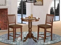 East West Furniture EDVN5-WHI-C 5 Piece Counter Height Dining Table Set Includes A Round Kitchen Table With Pedestal And 4 Linen Fabric Upholstered Dining Chairs, 30x30 Inch, Buttermilk & Cherry -Songmics Furniture Shop 51yIwN4C5gL. AC
