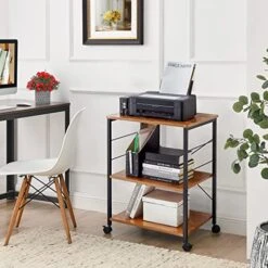 Mr IRONSTONE Kitchen Stand Microwave Cart 23.7'' For Small Space, Coffee Bar Table 3-Tier Rolling Utility Microwave Oven Rack On Wheels, Coffee Cart With Storage Bakers Rack With 10 Hooks, Vintage -Songmics Furniture Shop 51yKC6NPTML