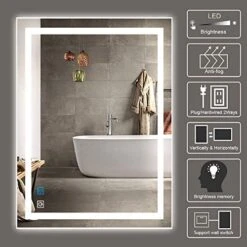 DIDIDADA 32 X 24 Inch LED Lighted Bathroom Mirror With Lights For Bathroom Wall Mounted Lighted Vanity Mirror Vertical Horizontal Dimmable White Anti-Fog Bathroom LED Vanity Makeup Light Mirrors 15 DIDIDADA 32 X 24 Inch LED Lighted Bathroom Mirror With Lights For Bathroom Wall Mounted Lighted Vanity Mirror Vertical Horizontal Dimmable White Anti-Fog Bathroom LED Vanity Makeup Light Mirrors -Songmics Furniture Shop 51yKWpklqdL
