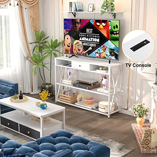 Armocity Console Table With Outlets, Entryway Table For Entry, 47 Inch Sofa Table With Drawers, Long Hallway Table, Industrial Behind Couch Table For Entryway, Sofa Couch, Entrance, Hallway, White 5 Armocity Console Table With Outlets, Entryway Table For Entry, 47 Inch Sofa Table With Drawers, Long Hallway Table, Industrial Behind Couch Table For Entryway, Sofa Couch, Entrance, Hallway, White - Image 5