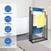 Towel Racks For Bathroom, Upgrade 3 Tier Stainless Steel Freestanding Towel Rack Stand For Bath Hand Towel, Next To Tub Or Floor Shower Drying Holder, Blanket Rack, Chrome & Black, ALHAKIN