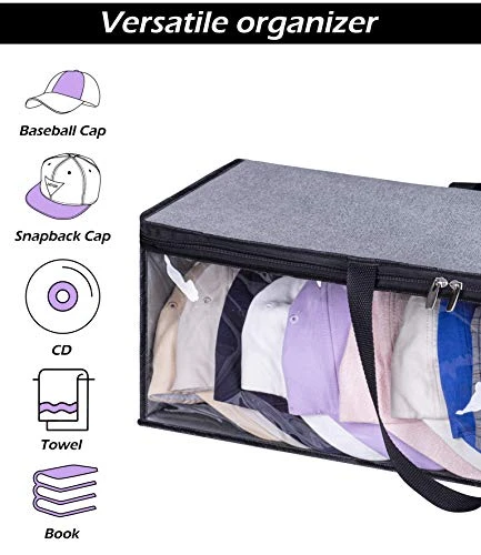 KIMBORA 2 PCS Wide Hat Storage For Baseball Caps Organizer With 2 Sturdy Handles Hat Racks Holder Grey Capbox Stackable For Home Travel 5 KIMBORA 2 PCS Wide Hat Storage For Baseball Caps Organizer With 2 Sturdy Handles Hat Racks Holder Grey Capbox Stackable For Home Travel - Image 5
