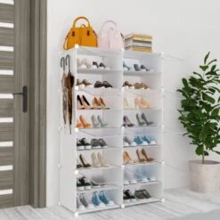HOMICKER Shoe Storage,32 Pairs Shoe Rack Organizer For Closet Shoe Cabinet With Door Shoe Shelves For Closet,Entryway,Hallway,Bedroom -Songmics Furniture Shop 51yW5q9sVbL