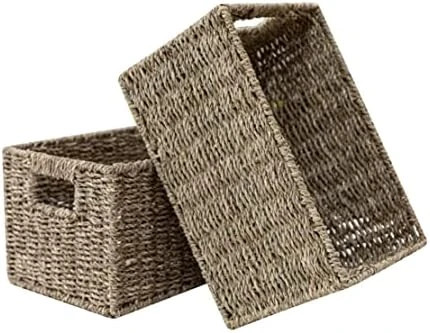 HOMESTEAD Water Hyacinth Storage Baskets, Long Narrow Rectangular Wicker Baskets For Bedroom, Living Room, Bathroom, Shelves - Set Of 2 10 HOMESTEAD Water Hyacinth Storage Baskets, Long Narrow Rectangular Wicker Baskets For Bedroom, Living Room, Bathroom, Shelves - Set Of 2 - Image 10