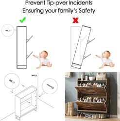 Maupvit Shoe Cabinet With 2 Flip Drawers, Freestanding Shoe Cabinet Organizer With Metal Legs, Shoes Storage Cabinet For Entryway, Narrow Shoe Rack Cabinet, Rustic Brown 14 Maupvit Shoe Cabinet With 2 Flip Drawers, Freestanding Shoe Cabinet Organizer With Metal Legs, Shoes Storage Cabinet For Entryway, Narrow Shoe Rack Cabinet, Rustic Brown -Songmics Furniture Shop 51ydwiBA62L