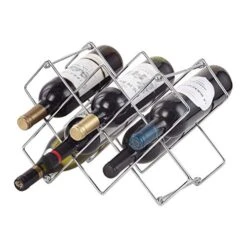 Buruis Countertop Wine Rack - 10 Bottle Wine Holder For Red White Wine Storage - Freestanding Metal Wine Rack - Small Tabletop Wine Rack - Modern Wine Bottle Holder - Silver -Songmics Furniture Shop 51yfqJfpWuL