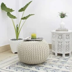COTTON CRAFT - Hand Knitted Cable Style Dori Pouf - Ivory - Floor Ottoman - Cotton Braid Cord - Handmade & Hand Stitched - Truly One Of A Kind Seating - 20 Dia X 14 High 19 COTTON CRAFT - Hand Knitted Cable Style Dori Pouf - Ivory - Floor Ottoman - Cotton Braid Cord - Handmade & Hand Stitched - Truly One Of A Kind Seating - 20 Dia X 14 High -Songmics Furniture Shop 51yh1OwVAtL