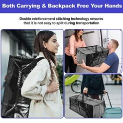 8 Pack Extra Large Moving Bags,Heavy Duty Moving Storage Bags,Foldable Storage Totes For Space Saving,Packing Supplies For Moving Storing,with Sturdy Backpack Straps Handles & Zippers,Reusable (Black) -Songmics Furniture Shop 51ykTTG6ZDL