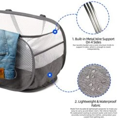 COMLIFE Strong Mesh Horizontal Pop Up Laundry Hamper, Extra Large Opening Laundry Basket, Easy To Put Clothes In. Use Waterproof And Dustproof Cloth At The Bottom -Songmics Furniture Shop 51ynQDY7i6L