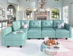 LLappuil Modular Sectional Couch With Reversible Chaise, Modern L Shaped Sofa Left/Right Corner Couch Modular Sofa With Storage Seat, Denim Blue -Songmics Furniture Shop 51ypvfVBLOL. AC