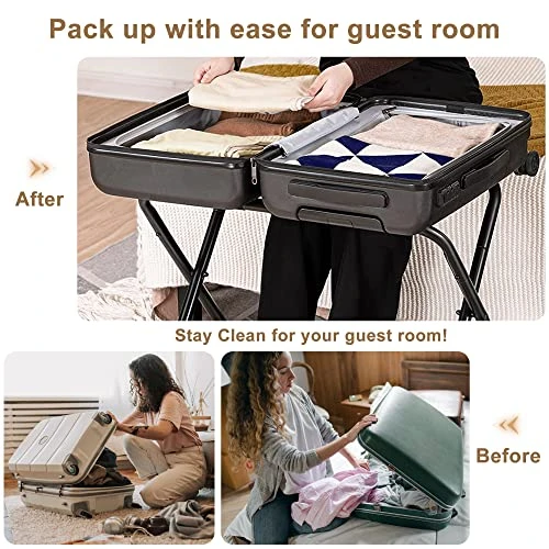 Mr IRONSTONE Luggage Rack Pack Of 2, Folding Metal Suitcase Stand With Nylon Straps And Steel Frame, For Guest Room, Hotel, Bedroom, Steel Frame, Holds Up To 130 Lb, Black 5 Mr IRONSTONE Luggage Rack Pack Of 2, Folding Metal Suitcase Stand With Nylon Straps And Steel Frame, For Guest Room, Hotel, Bedroom, Steel Frame, Holds Up To 130 Lb, Black - Image 5