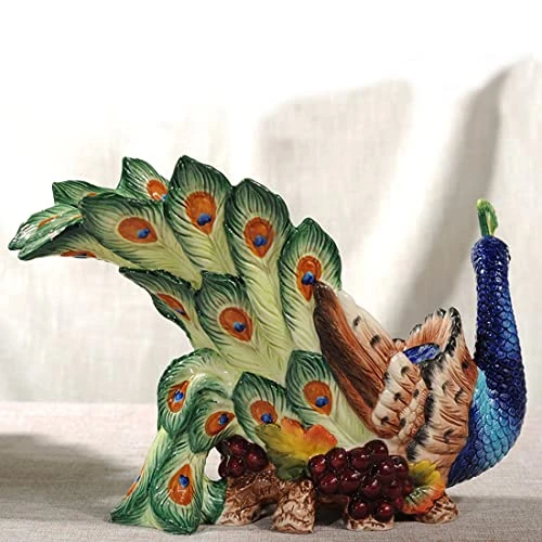 FORLONG Ceramic Decorative Wine Bottle Holder, Home Decor Wine Display Table Centerpiece For Tabletops And Counters, Wine Lovers Gift (Peacock) 3 FORLONG Ceramic Decorative Wine Bottle Holder, Home Decor Wine Display Table Centerpiece For Tabletops And Counters, Wine Lovers Gift (Peacock) - Image 3