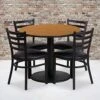 Flash Furniture 36'' Round Black Laminate Table Set With Round Base And 4 Ladder Back Metal Chairs - Black Vinyl Seat