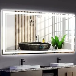 DIDIDADA 32 X 24 Inch LED Lighted Bathroom Mirror With Lights For Bathroom Wall Mounted Lighted Vanity Mirror Vertical Horizontal Dimmable White Anti-Fog Bathroom LED Vanity Makeup Light Mirrors 20 DIDIDADA 32 X 24 Inch LED Lighted Bathroom Mirror With Lights For Bathroom Wall Mounted Lighted Vanity Mirror Vertical Horizontal Dimmable White Anti-Fog Bathroom LED Vanity Makeup Light Mirrors -Songmics Furniture Shop 51yz6AzCx5L. AC