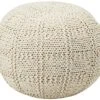 GDFStudio Valentine Hand Knit Fabric Pouf (Ivory)