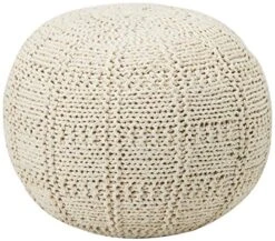 GDFStudio Valentine Hand Knit Fabric Pouf (Ivory)