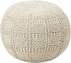 GDFStudio Valentine Hand Knit Fabric Pouf (Ivory) -Songmics Furniture Shop 51z0zdXHfSL. AC