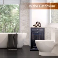 Peaceful Classics Trash Bin Cabinet - Handmade Hideaway Cabinet For Trash Cans - Decorative Bathroom Trash Can, Office Trash Can, And Bedroom Trash Can - Wooden Tilt Out Trash Bin (Mocha) -Songmics Furniture Shop 51z2CqRb8pL