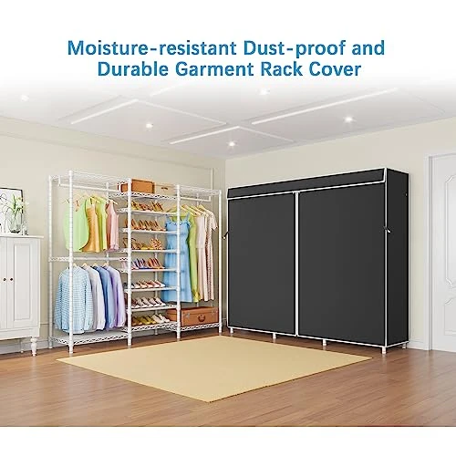 VIPEK S3C Heavy Duty Portable Closet, Adjustable Shoe Rack Wire Shelf, Large Wardrobe Organizer For Bedroom Storage, Free Standing Clothes Rack With Hanging Rod, Custom White Rack With Black Cover 2 VIPEK S3C Heavy Duty Portable Closet, Adjustable Shoe Rack Wire Shelf, Large Wardrobe Organizer For Bedroom Storage, Free Standing Clothes Rack With Hanging Rod, Custom White Rack With Black Cover - Image 2