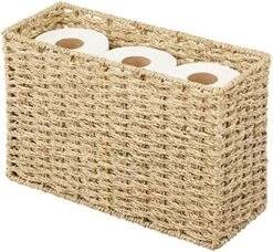 MDesign Rustic Farmhouse Woven Seagrass Toilet Paper Holder Basket - Large Storage Organizer Tank Topper For Bathroom Counter Or Top Of Toilet - Holds 6 Rolls Of Toilet Paper - Black Wash -Songmics Furniture Shop 51z8Hs73qL. AC