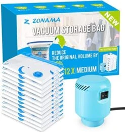 Z ZONAMA,Vacuum Storage Bags With Electric Air Pump, 20 Pack (4 Jumbo, 4 Large, 4 Medium, 4 Small, 4 Roll Up Bags) Space Saver Bag For Clothes, Mattress, Blanket, Duvets, Pillows, Comforters,Travel, Moving,White -Songmics Furniture Shop 51z8TKOLtEL. AC