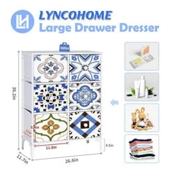 LYNCOHOME 6 Drawers Dresser, Dresser For Bedroom, Closet, Clothes, Storage Tower Organizer, Chest Of Drawers, White Dresser For Bedroom, Fabric Drawers(Sea White) 7 LYNCOHOME 6 Drawers Dresser, Dresser For Bedroom, Closet, Clothes, Storage Tower Organizer, Chest Of Drawers, White Dresser For Bedroom, Fabric Drawers(Sea White) -Songmics Furniture Shop 51z97PGFHRL