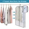 KIMBORA 40" Garment Bags For Hanging Clothes Storage With 4" Gussetes Clear Suit Bags For Closet Storage Coat Cover For Sweaters Shirts, Jackets, (5 Packs,White)