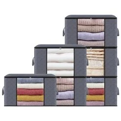 6 Pcs Clothes Storage Bags-Large Capacity Closet Organizers And Storage, Clothes Storage Bins With Reinforced Handles,Foldable Organizers Storage Containers For Clothing,Blanket, Comforters,Bedding