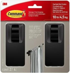 Command Matte Black Curtain Rod Hooks With Command Strips, Hang Curtain Rods No Drilling, Holds Up To 10 Lbs -Songmics Furniture Shop 51zEfkgMYbL. AC
