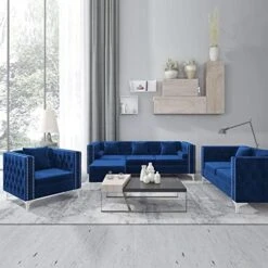 CECER Sofa, 3 Pieces Sofa Set, Loveseat Sofa- Oversize Sofa Couch- Sofa Chair, Velvet Sofa With Pillow, Couches For Living Room, Apartment, Office, Gray Sofa -Songmics Furniture Shop 51zH0ktZHCL. AC