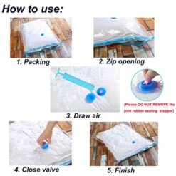 Vacuum Storage Bags Space Saving Bags For Comforters Clothes Pillow Bedding Blanket Storage, Double Zip Lock Seal & Leak Valve, Free Travel Hand Pump Included (4 Pack Medium - 28 * 20 Inches) -Songmics Furniture Shop 51zHxvqgX6L