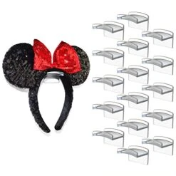Modern JP Adhesive Hooks For Disney Ears (16-Pack) - Minimalist Disney Ear Holder, No Drilling Headband Holder Design, Strong Hold Headband Organizer - U.S. Patent Pending, Clear