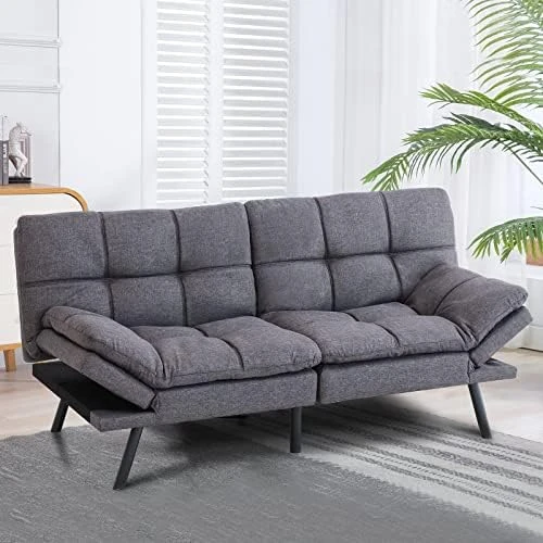Vyfipt Futon Sofa Bed/Couch, Memory Foam Small Splitback Sofa For Living Room,Modern Loveseat With Covertible Armrests,71" L,Faux Leather/3" Cushion Thicker Version/Brown 6 Vyfipt Futon Sofa Bed/Couch, Memory Foam Small Splitback Sofa For Living Room,Modern Loveseat With Covertible Armrests,71" L,Faux Leather/3" Cushion Thicker Version/Brown - Image 6