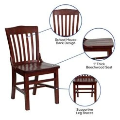 EMMA + OLIVER School House Back Mahogany Wood Chair 12 EMMA + OLIVER School House Back Mahogany Wood Chair -Songmics Furniture Shop 51zbUSar90L