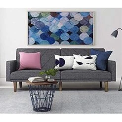 BDYLSF Convertible Futon Couch Bed With Linen Upholstery And Wood Legs - Grey