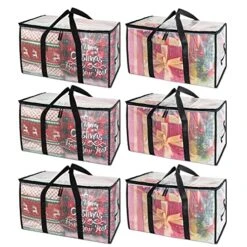 BALEINE 6-Pack Oversized Moving Bags With Reinforced Handles, Heavy-Duty Storage Tote For Clothes, Moving Supplies (Clear, 6-Pack)