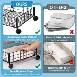 Ozzptuu Under Bed Storage Containers Under Bed Storage With Wheels Easy To Assembly Metal Under Bed Drawers For Bedroom Clothes Blankets Bedding Shoes Storage (New 2PC Black) 18 Ozzptuu Under Bed Storage Containers Under Bed Storage With Wheels Easy To Assembly Metal Under Bed Drawers For Bedroom Clothes Blankets Bedding Shoes Storage (New 2PC Black) -Songmics Furniture Shop 51zfygy5tSL