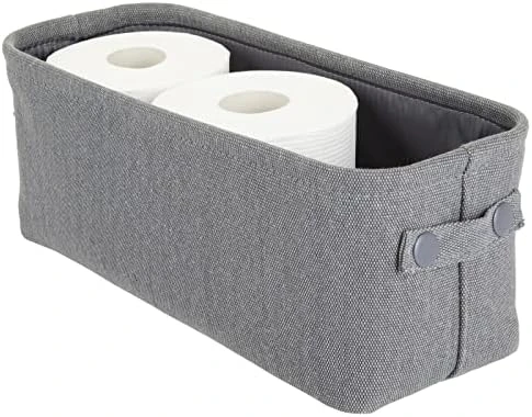 MDesign Narrow Fabric Storage Bin Basket With Handles For Bathroom Closet, Vanity, Cabinet, Cubby, Countertop, Tall Slim Baskets For Towels, Toilet Tissue, Crane Collection - Light Gray 10 MDesign Narrow Fabric Storage Bin Basket With Handles For Bathroom Closet, Vanity, Cabinet, Cubby, Countertop, Tall Slim Baskets For Towels, Toilet Tissue, Crane Collection - Light Gray - Image 10