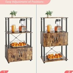 Bestier Microwave Stand Bakers Rack With Cabinet 3-Tier Kitchen Shelf With Storage For Small Kitchens With Drawers & Hooks Wood Rustic Brown -Songmics Furniture Shop 51zql0VRfTL