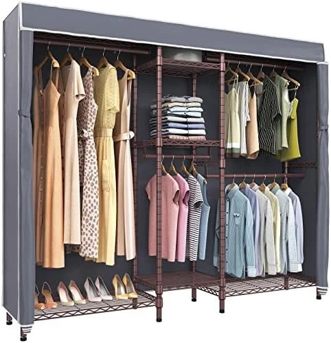 VIPEK V6C Heavy Duty Covered Clothes Rack Portable Wardrobe Closet, 5 Tiers Wire Garment Rack Black Metal Clothing Rack With Grey Oxford Fabric Cover, 75.6" L X 18.5" W X 76.8" H, Max Load 780 LBS 10 VIPEK V6C Heavy Duty Covered Clothes Rack Portable Wardrobe Closet, 5 Tiers Wire Garment Rack Black Metal Clothing Rack With Grey Oxford Fabric Cover, 75.6" L X 18.5" W X 76.8" H, Max Load 780 LBS - Image 10