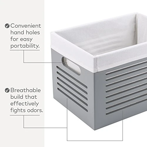 Wooden Storage Box Toilet Paper Basket - Decorative Closet, Cabinet And Shelf Basket Organizer Lined With Machine Washable Soft Linen Fabric - Grey, Extra Small 4 Wooden Storage Box Toilet Paper Basket - Decorative Closet, Cabinet And Shelf Basket Organizer Lined With Machine Washable Soft Linen Fabric - Grey, Extra Small - Image 4