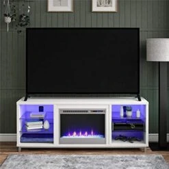 Ameriwood Home Fireplace TV Stand For TVs Up To 70", White,1822096COM (18.9 X 64.76 X 24.88 Inches) -Songmics Furniture Shop 51zwbdWdHbL. AC