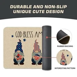 Artoid Mode Strip God Bless America Gnomes Decorative Doormat Peace Love USA, 4th Of July Vietnam War Patriotic Memorial Day Independence Day Low-Profile Floor Mat For Indoor Outdoor 17 X 29 Inch -Songmics Furniture Shop 51zx0jM55JL