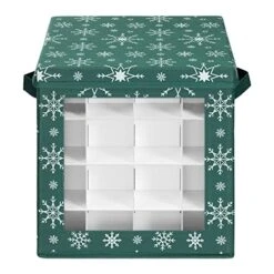 Navaris Christmas Bauble Storage Box - X-Mas Tree Decorations Storage Container With Festive Design - For 64 Baubles And Ornaments - Green -Songmics Furniture Shop 51zxbKCXzrL