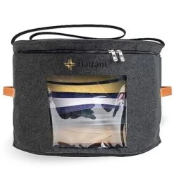 Hat Storage Organizer - 17 X 11 Inches - Hat Box For Travel With Viewing Window And Sturdy Felt - Cowboy Hat Holder And Carrier Hat Case For Sun Hats, Baseball Caps, Fedoras