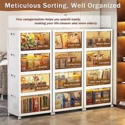 Jacriah Plastic Storage Bins With Lids, 4-Layer Folding Storage Box With Doors For Closet Organizer, 16 Gallon Collapsible Storage Bins With Wheels, Stackable Plastic Storage Containers For Organizing -Songmics Furniture Shop 610LxLTZiEL