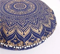 Rajasthaniartdecor Round Pouf Cover Cushion Cotton With Pom Meditetion Seating For Living Dorm Room Color Size 32 Inch Inches (Cover Only) (Blue Gold), RADC003-V, Inches(80 Cm) 20 Rajasthaniartdecor Round Pouf Cover Cushion Cotton With Pom Meditetion Seating For Living Dorm Room Color Size 32 Inch Inches (Cover Only) (Blue Gold), RADC003-V, Inches(80 Cm) -Songmics Furniture Shop 610eNqgSeIS. AC