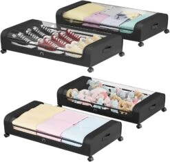 Under Bed Storage Containers, Under Bed Shoe Storage With Wheels, Foldable Bedroom Storage Organization With Handles, Under Bed Storage Bins Drawer For Clothes, Blankets And Shoes, Bedding (2 Pack, Black) 21 Under Bed Storage Containers, Under Bed Shoe Storage With Wheels, Foldable Bedroom Storage Organization With Handles, Under Bed Storage Bins Drawer For Clothes, Blankets And Shoes, Bedding (2 Pack, Black) -Songmics Furniture Shop 610u4I00lmL. AC